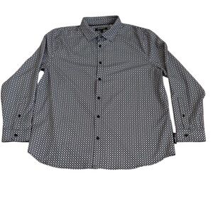 Karl Lagerfeld Black and White Geometric Pattern Button Up Long Sleeve Size XL
